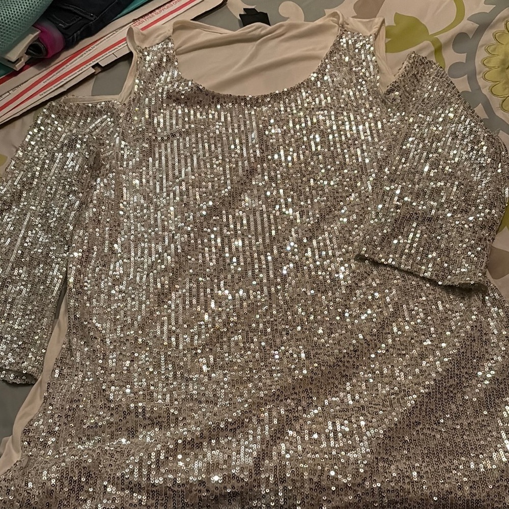 Silver Sequin Women's Top